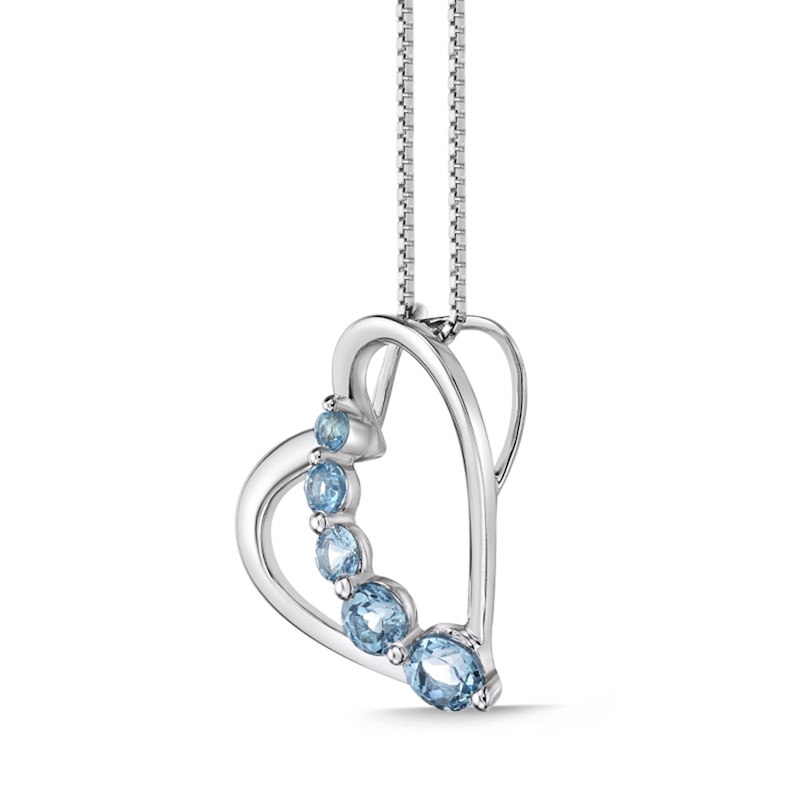 Journey Blue Topaz Tilted Heart Pendant in Sterling Silver