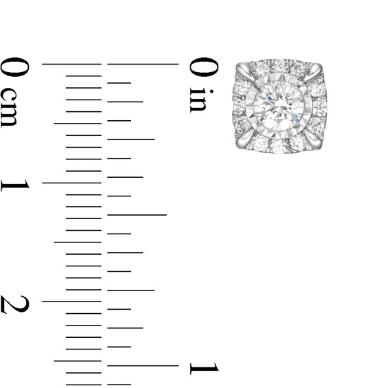 2 CT. T.w. Diamond Cushion Frame Stud Earrings in 10K White Gold