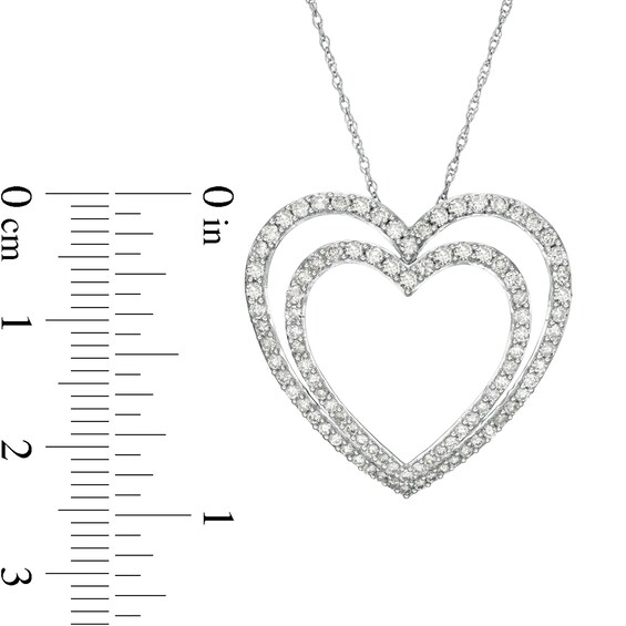 1 CT. T.w. Diamond Double Heart Outline Pendant in 10K White Gold