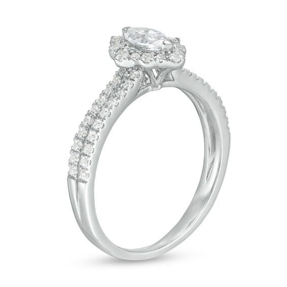 5/8 CT. T.w. Marquise Diamond Frame Split Shank Engagement Ring in 14K White Gold