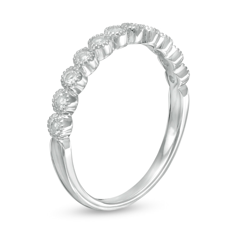 Main Image 3 of Lab-Created White Sapphire Vintage-Style Tennis Bracelet, Hoop Earrings and Ring Set in Sterling Silver  - Size 7