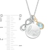 Thumbnail Image 3 of Pear-Shaped Swiss Blue Topaz, "HOPE" Disc and Infinity Inspirational Charms Pendant in Sterling Silver and 10K Gold