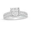 Thumbnail Image 1 of 1 CT. T.W. Princess-Cut Quad Diamond Frame Vintage-Style Engagement Ring in 14K White Gold