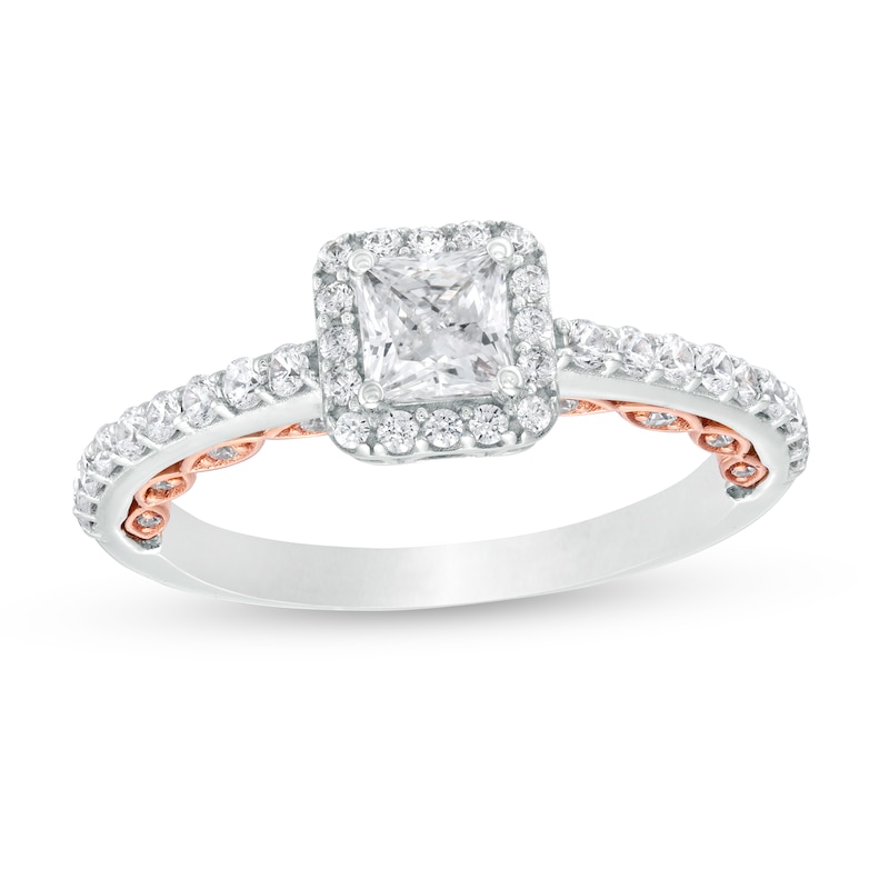 Main Image 1 of 1 CT. T.W. Princess-Cut Diamond Frame Engagement Ring in 14K Two-Tone Gold