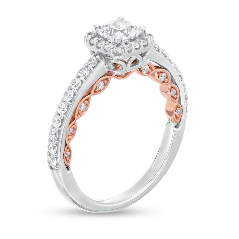 Main Image 3 of 1 CT. T.W. Princess-Cut Diamond Frame Engagement Ring in 14K Two-Tone Gold