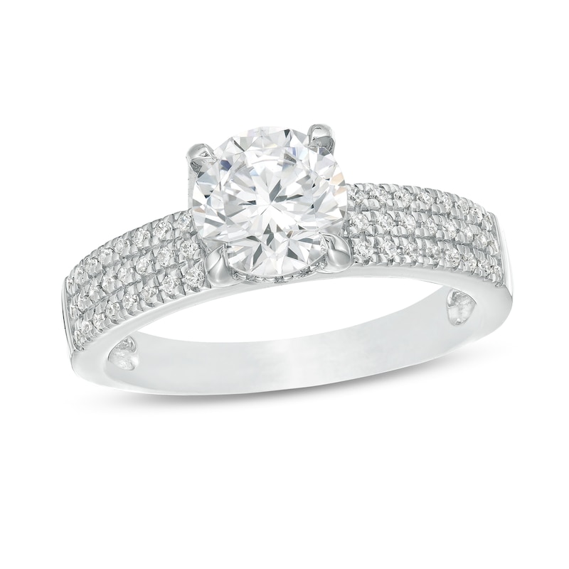 Main Image 1 of 1-3/4 CT. T.W. Certified Diamond Multi-Row Engagement Ring in 14K White Gold (I/I2)