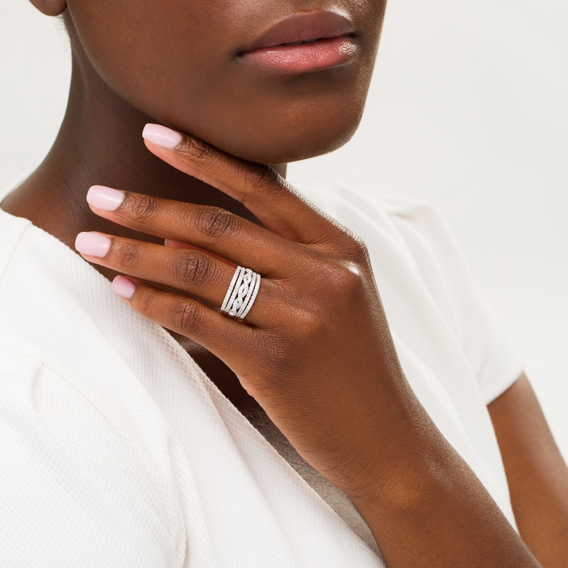 Main Image 2 of 3/4 CT. T.W. Diamond Multi-Row Anniversary Ring in 14K White Gold