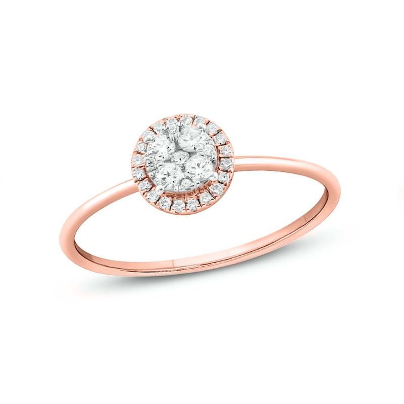 Main Image 1 of 1/5 CT. T.W. Composite Diamond Frame Promise Ring in 10K Rose Gold