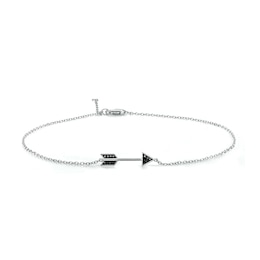 1/20 CT. T.W. Black Diamond Sideways Arrow Anklet in Sterling Silver - 10&quot;