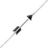 Thumbnail Image 1 of 1/20 CT. T.W. Black Diamond Sideways Arrow Anklet in Sterling Silver - 10"