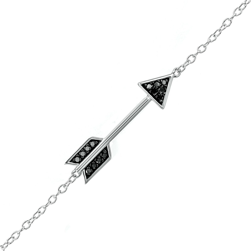 Main Image 2 of 1/20 CT. T.W. Black Diamond Sideways Arrow Anklet in Sterling Silver - 10"