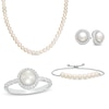 Thumbnail Image 1 of Freshwater Cultured Pearl and Lab-Created White Sapphire Necklace, Bracelet, Earrings and Ring Set in Sterling Silver