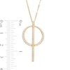 Thumbnail Image 3 of Lab-Created White Sapphire Bar and Circle Necklace and Drop Earrings Set in Sterling Silver with 18K Gold Plate