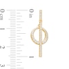 Thumbnail Image 4 of Lab-Created White Sapphire Bar and Circle Necklace and Drop Earrings Set in Sterling Silver with 18K Gold Plate