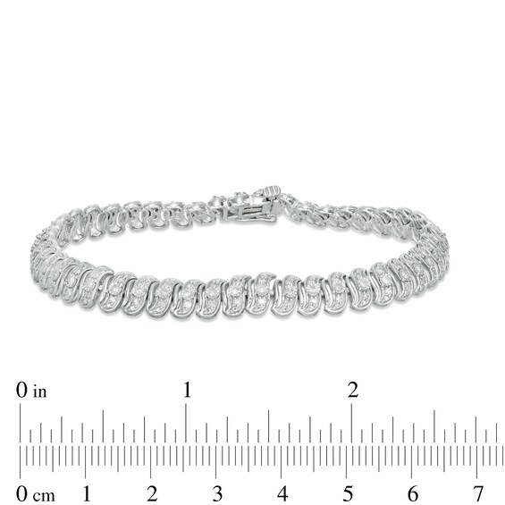 1 CT. T.w. Diamond Cascading Tennis-Style "S" Bracelet in Sterling Silver - 7.25"