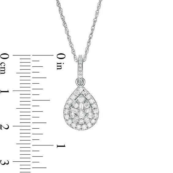 1/2 CT. T.w. Pear-Shaped Multi-Diamond Frame Pendant in 10K White Gold