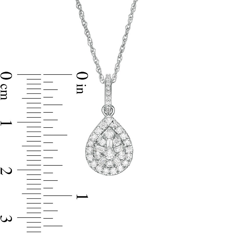 Main Image 2 of 1/2 CT. T.W. Pear-Shaped Multi-Diamond Frame Pendant in 10K White Gold