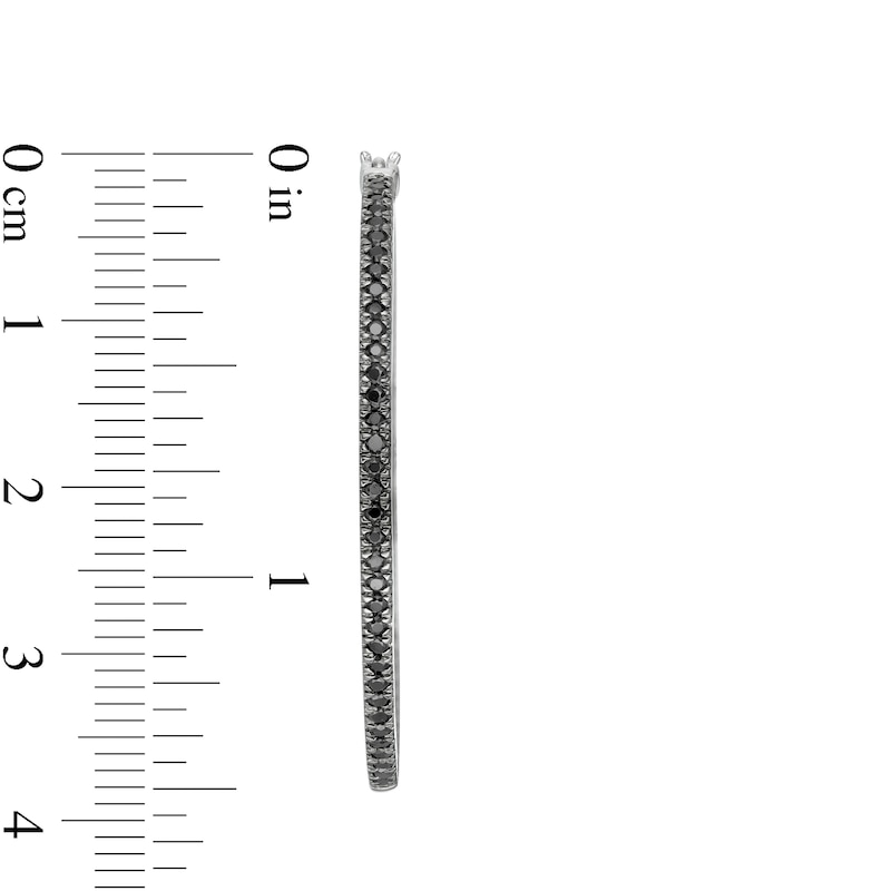 Main Image 3 of 1 CT. T.W. Black Diamond Inside-Out Hoop Earrings in Sterling Silver