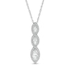 Thumbnail Image 0 of Marquise Lab-Created White Sapphire Frame Linear Three Stone Pendant in Sterling Silver