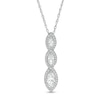 Thumbnail Image 1 of Marquise Lab-Created White Sapphire Frame Linear Three Stone Pendant in Sterling Silver