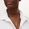 Thumbnail Image 2 of Marquise Lab-Created White Sapphire Frame Linear Three Stone Pendant in Sterling Silver