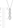 Thumbnail Image 2 of Marquise Lab-Created White Sapphire Frame Linear Three Stone Pendant in Sterling Silver