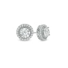 Thumbnail Image 1 of White Lab-Created Sapphire Frame Vintage-Style Stud Earrings in Sterling Silver