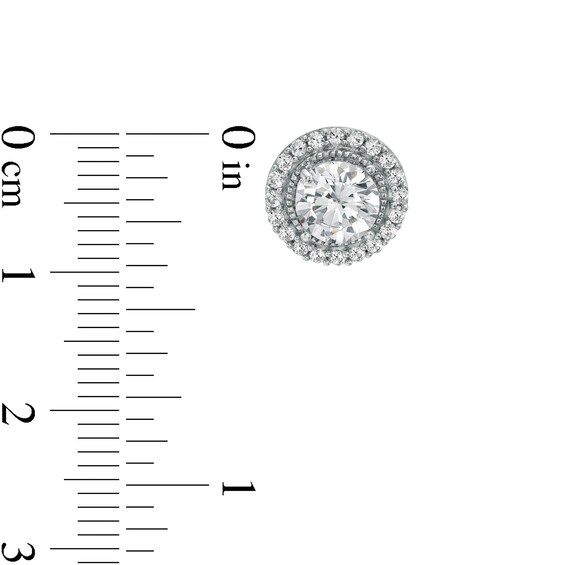 White Lab-Created Sapphire Frame Vintage-Style Stud Earrings in Sterling Silver