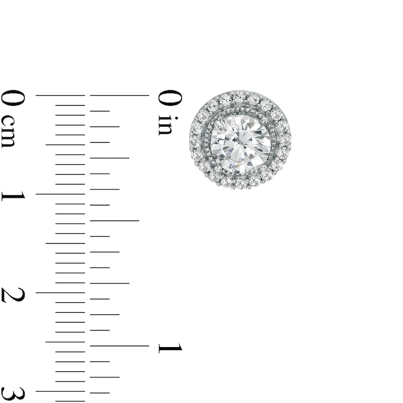 Main Image 3 of White Lab-Created Sapphire Frame Vintage-Style Stud Earrings in Sterling Silver