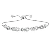 Diamond 9.5" Accent Double Infinity Bolo Bracelet in Sterling Silver