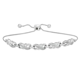 Diamond Accent Double Infinity Bolo Bracelet in Sterling Silver - 9.5&quot;