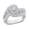 1/5 CT. T.W. Diamond Bypass Frame Vintage-Style Bridal Set in Sterling Silver