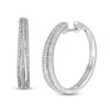 Thumbnail Image 1 of 1/2 CT. T.W. Diamond Split Triple Row Hoop Earrings in Sterling Silver