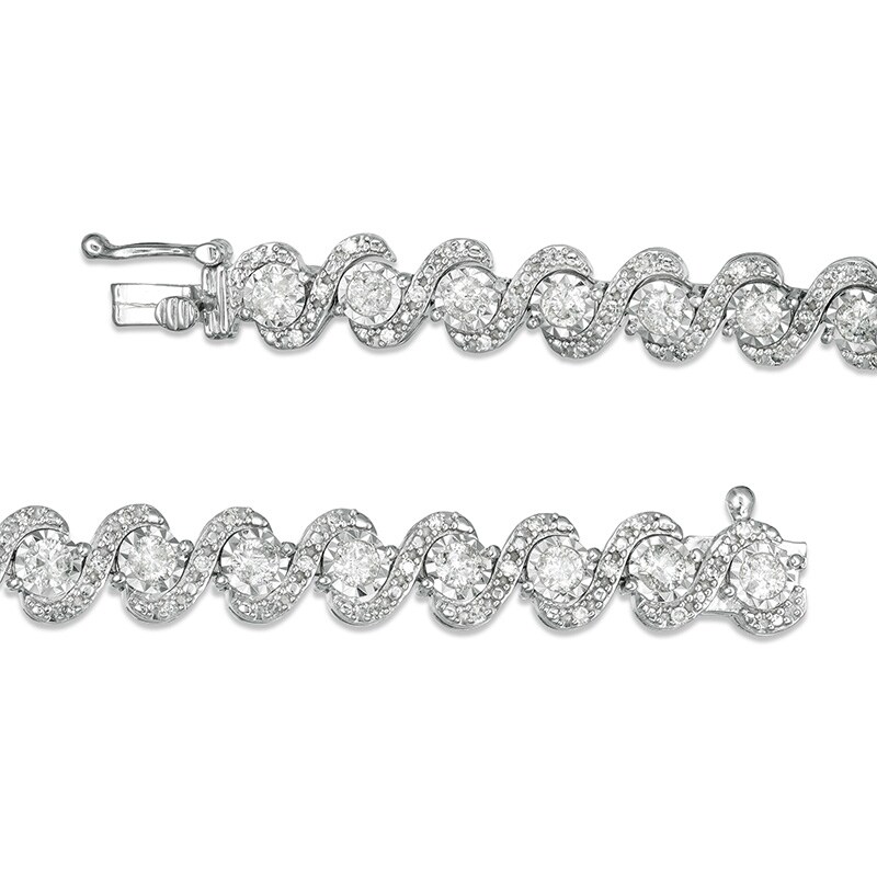 3 CT. T.W. Diamond Cascading Tennis Bracelet in 10K White Gold