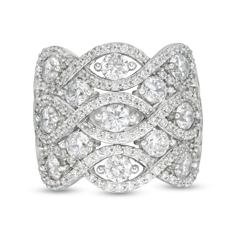 Main Image 1 of 3 CT. T.W. Diamond Woven Triple Row Ring in 10K White Gold