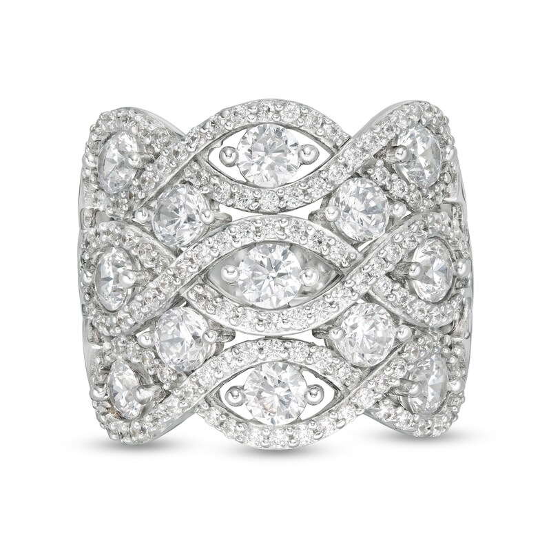 3 CT. T.W. Diamond Woven Triple Row Ring in 10K White Gold