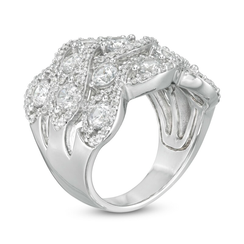 Main Image 2 of 3 CT. T.W. Diamond Woven Triple Row Ring in 10K White Gold