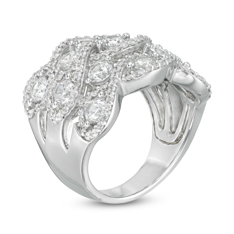 3 CT. T.W. Diamond Woven Triple Row Ring in 10K White Gold