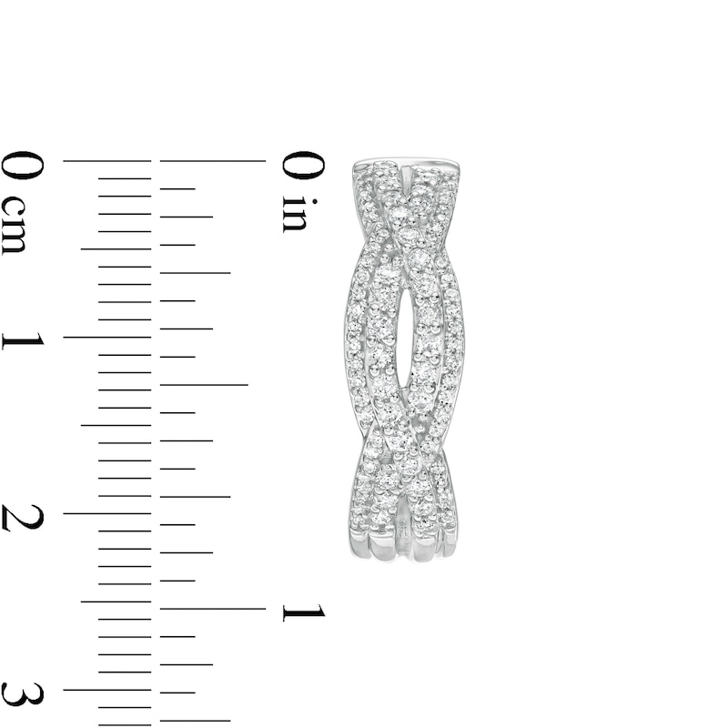 Main Image 3 of 1 CT. T.W. Diamond Loose Braid Hoop Earrings in 10K White Gold