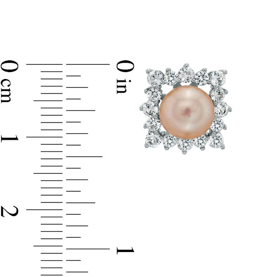 Button Multi-Color Freshwater Cultured Pearl and Lab-Created White Sapphire Earrings and Jacket Set in Sterling Silver