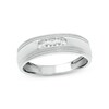 Thumbnail Image 1 of 1/5 CT. T.W. Diamond Three Stone Milgrain Wedding Band in 14K White Gold