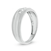Thumbnail Image 2 of 1/5 CT. T.W. Diamond Three Stone Milgrain Wedding Band in 14K White Gold