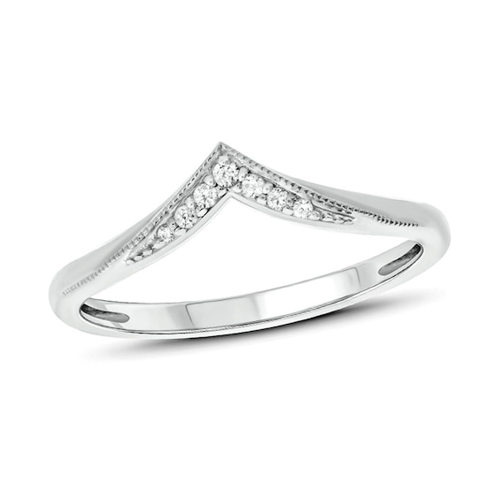 1/20 CT. T.w. Diamond Vintage-Style Chevron Wedding Band in Sterling Silver
