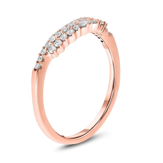 1/4 CT. T.w. Diamond Tiara Contour Wedding Band in 10K Rose Gold
