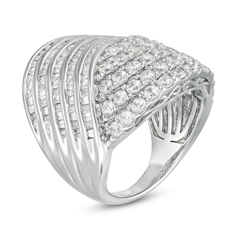 Main Image 2 of 4 CT. T.W. Diamond Multi-Row Bypass Ring in 10K White Gold