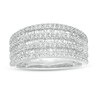 Thumbnail Image 1 of 1/2 CT. T.W. Baguette and Round Diamond Alternating Multi-Row Ring in 10K White Gold