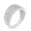 Thumbnail Image 3 of 1/2 CT. T.W. Baguette and Round Diamond Alternating Multi-Row Ring in 10K White Gold
