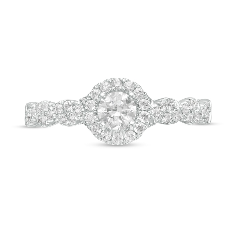 Main Image 4 of 3/4 CT. T.W. GIA-Graded Diamond Frame Vintage-Style Engagement Ring in 14K Two-Tone Gold (I/SI2)