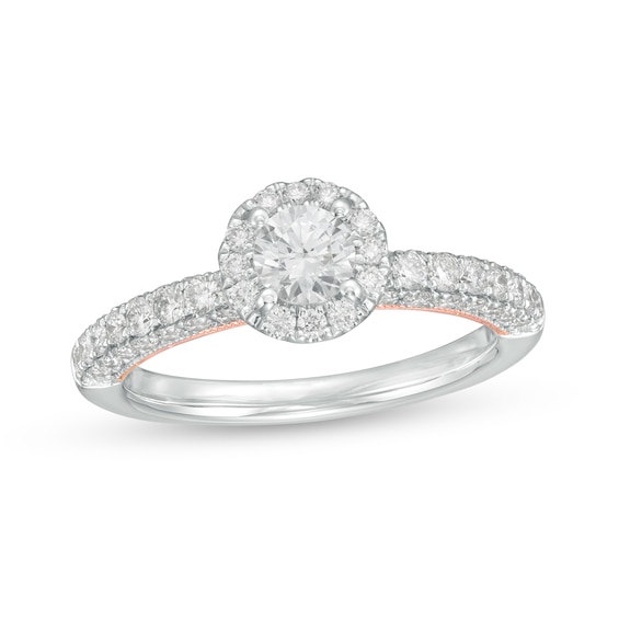 1-1/4 CT. T.w. GIA-Graded Diamond Frame Vintage-Style Engagement Ring in 14K Two-Tone Gold (I/Si2)