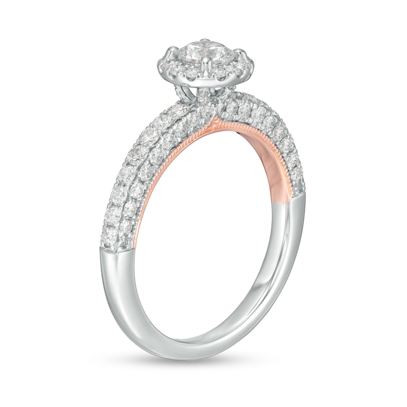 Main Image 3 of 1-1/4 CT. T.W. GIA-Graded Diamond Frame Vintage-Style Engagement Ring in 14K Two-Tone Gold (I/SI2)
